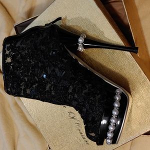 Lady Couture black mesh and Lace stiletto bootie